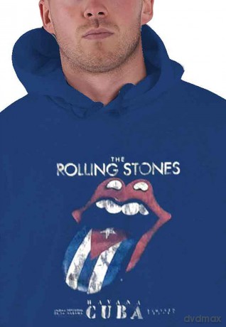 Rolling Stones - The: The Rolling Stones Unisex Pullover Hoodie: Havana Cuba (Navy Blue) (Small)