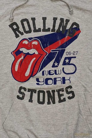 Rolling Stones - The: The Rolling Stones Unisex Pullover Hoodie: New York '75 (Grey) (XX-Large)