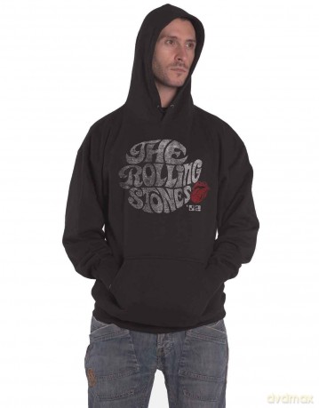 Rolling Stones - The: The Rolling Stones Unisex Pullover Hoodie: Swirl Logo '82 (Black) (Large)
