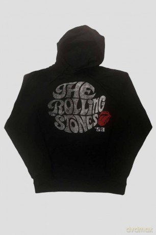Rolling Stones - The: The Rolling Stones Unisex Pullover Hoodie: Swirl Logo '82 (Black) (Small)