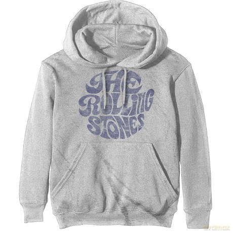 Rolling Stones - The: The Rolling Stones Unisex Pullover Hoodie: Vintage 70s Logo (Off White) (Medium)