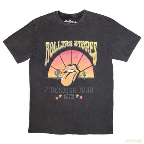 Rolling Stones - The: The Rolling Stones Unisex Stone Wash T-Shirt: Desert '72 (Charcoal Grey) (Small)