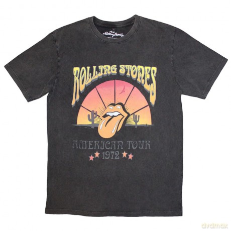 Rolling Stones - The: The Rolling Stones Unisex Stone Wash T-Shirt: Desert '72 (Charcoal Grey) (X-Large)