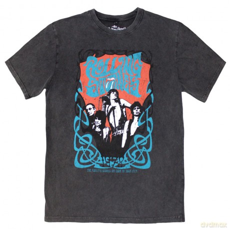 Rolling Stones - The: The Rolling Stones Unisex Stone Wash T-Shirt: Psych Montage (Charcoal Grey) (X-Large)