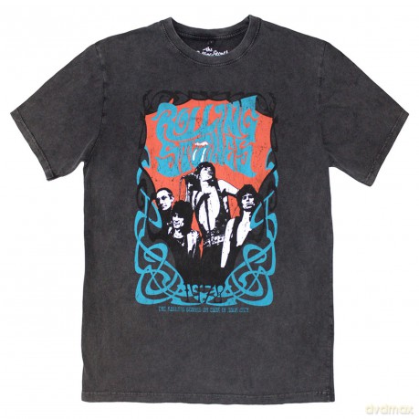 Rolling Stones - The: The Rolling Stones Unisex Stone Wash T-Shirt: Psych Montage (Charcoal Grey) (XX-Large)