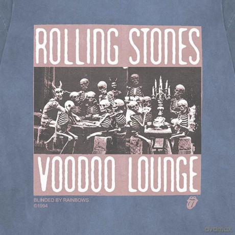 Rolling Stones - The: The Rolling Stones Unisex Stone Wash T-Shirt: Voodoo Skulls (Denim Blue) (Small)