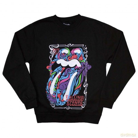 Rolling Stones - The: The Rolling Stones Unisex Sweatshirt: Colour Swirls (Black) (Oversized) (XX-Large)