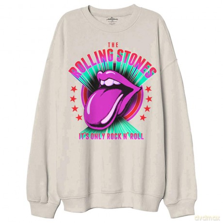 Rolling Stones - The: The Rolling Stones Unisex Sweatshirt: It's Only R 'n R (Sand) (Oversized) (Small)