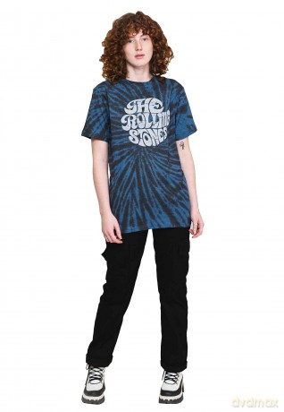 Rolling Stones - The: The Rolling Stones Unisex T-Shirt: 70's Logo (Dip-Dye On Black) (Wash Collection) (XX-Large)