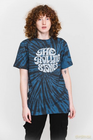 Rolling Stones - The: The Rolling Stones Unisex T-Shirt: 70's Logo (Dip-Dye On Black) (Wash Collection) (XX-Large)