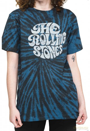 Rolling Stones - The: The Rolling Stones Unisex T-Shirt: 70's Logo (Dip-Dye On Black) (Wash Collection) (XX-Large)