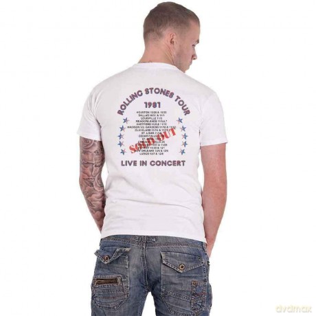 Rolling Stones - The: The Rolling Stones Unisex T-Shirt: 81 Tour Dragon (White) (Back Print) (X-Large)
