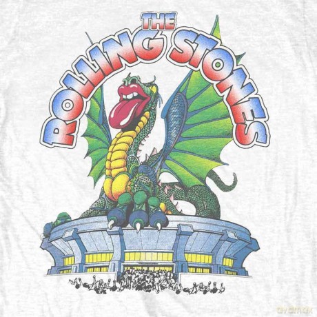 Rolling Stones - The: The Rolling Stones Unisex T-Shirt: 81 Tour Dragon (White) (Back Print) (X-Large)