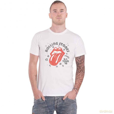 Rolling Stones - The: The Rolling Stones Unisex T-Shirt: Aero Tongue (White) (Large)