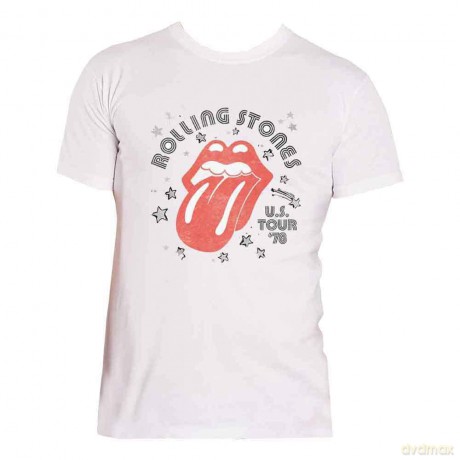 Rolling Stones - The: The Rolling Stones Unisex T-Shirt: Aero Tongue (White) (Large)