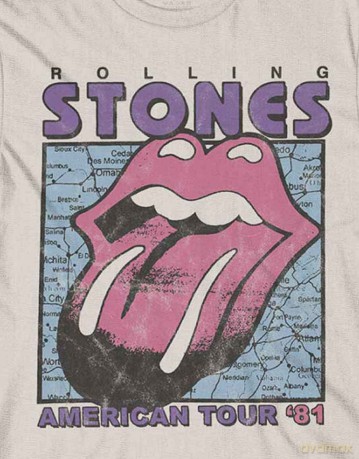 Rolling Stones - The: The Rolling Stones Unisex T-Shirt: American Tour Map (Natural) (Medium)