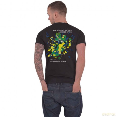 Rolling Stones - The: The Rolling Stones Unisex T-Shirt: Bigger Bang - Brazil '80 (Black) (Back Print) (Medium)