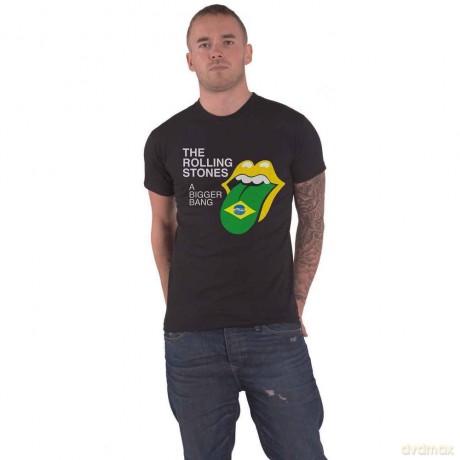 Rolling Stones - The: The Rolling Stones Unisex T-Shirt: Bigger Bang - Brazil '80 (Black) (Back Print) (Small)