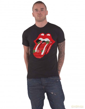 Rolling Stones - The: The Rolling Stones Unisex T-Shirt: Christmas Tongue (Black) (Small)