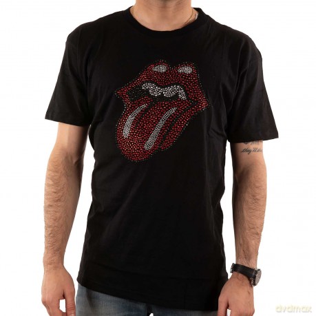 Rolling Stones - The: The Rolling Stones Unisex T-Shirt: Classic Tongue (Black) (Embellished) (X-Large)