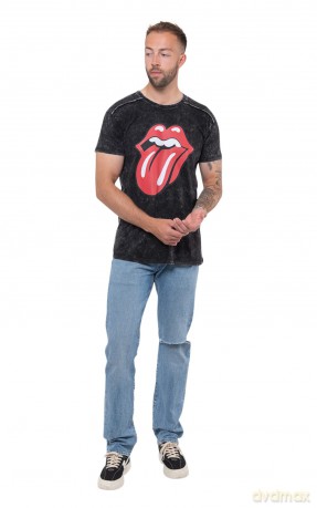 Rolling Stones - The: The Rolling Stones Unisex T-Shirt: Classic Tongue (Black) (Wash Collection) (Medium)