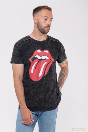 Rolling Stones - The: The Rolling Stones Unisex T-Shirt: Classic Tongue (Black) (Wash Collection) (X-Large)