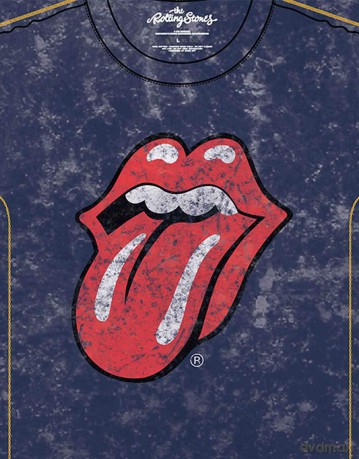 Rolling Stones - The: The Rolling Stones Unisex T-Shirt: Classic Tongue (Navy Blue) (Wash Collection) (Medium)