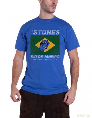Rolling Stones - The: The Rolling Stones Unisex T-Shirt: Copacabana Blue (Royal Blue) (Large)