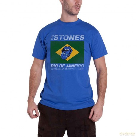 Rolling Stones - The: The Rolling Stones Unisex T-Shirt: Copacabana Blue (Royal Blue) (Medium)