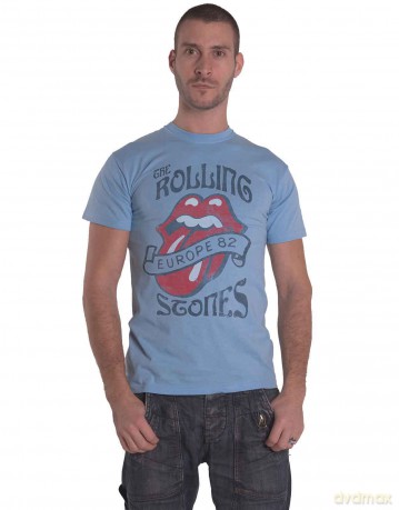 Rolling Stones - The: The Rolling Stones Unisex T-Shirt: Europe '82 Tour (Stone Blue) (Large)