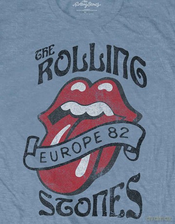 Rolling Stones - The: The Rolling Stones Unisex T-Shirt: Europe '82 Tour (Stone Blue) (Small)