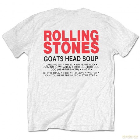 Rolling Stones - The: The Rolling Stones Unisex T-Shirt: Goat Head Soup Tracklist (White) (Back Print) (Large)