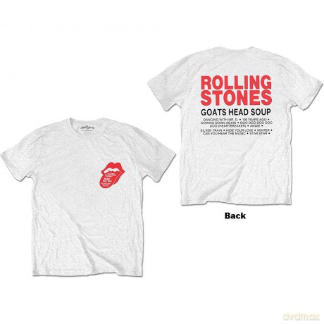 Rolling Stones - The: The Rolling Stones Unisex T-Shirt: Goat Head Soup Tracklist (White) (Back Print) (X-Large)