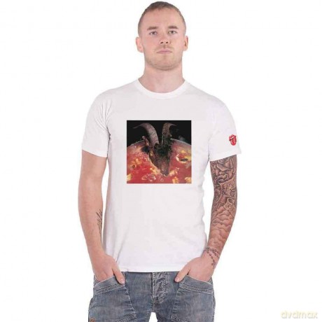 Rolling Stones - The: The Rolling Stones Unisex T-Shirt: Goats Head Soup (White) (Sleeve Print) (Medium)