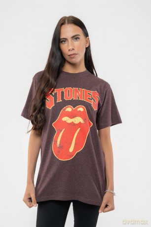 Rolling Stones - The: The Rolling Stones Unisex T-Shirt: Gothic Text (Brown) (Medium)