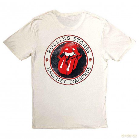 Rolling Stones - The: The Rolling Stones Unisex T-Shirt: Hackney Diamonds Circle Label (Natural) (Back Print) (Small)