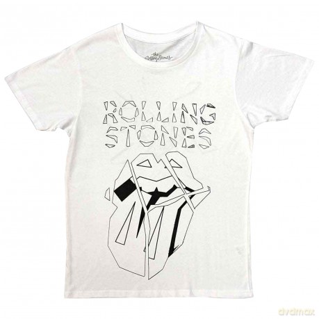 Rolling Stones - The: The Rolling Stones Unisex T-Shirt: Hackney Diamonds Diamond Tongue Outline (White) (Back Print) (Medium)