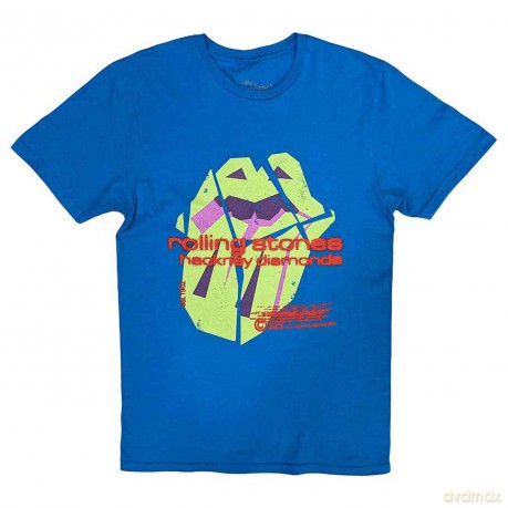 Rolling Stones - The: The Rolling Stones Unisex T-Shirt: Hackney Diamonds Neon Tongue (Blue) (Small)