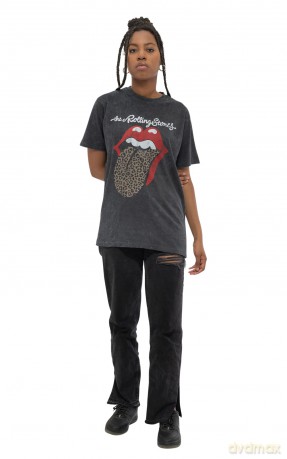 Rolling Stones - The: The Rolling Stones Unisex T-Shirt: Leopard Tongue (Black) (Wash Collection) (Small)