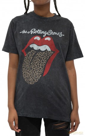 Rolling Stones - The: The Rolling Stones Unisex T-Shirt: Leopard Tongue (Black) (Wash Collection) (Small)