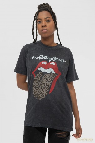 Rolling Stones - The: The Rolling Stones Unisex T-Shirt: Leopard Tongue (Black) (Wash Collection) (X-Large)