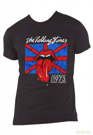 Rolling Stones - The: The Rolling Stones Unisex T-Shirt: London European '73 (Black) (Back Print) (X-Large)