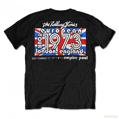 Rolling Stones - The: The Rolling Stones Unisex T-Shirt: London European '73 (Black) (Back Print) (X-Large)