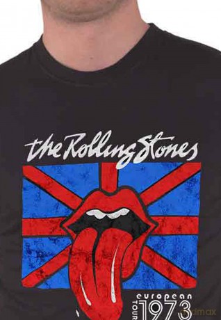 Rolling Stones - The: The Rolling Stones Unisex T-Shirt: London European '73 (Black) (Back Print) (X-Large)