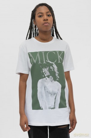 Rolling Stones - The: The Rolling Stones Unisex T-Shirt: Mick Photo Version 2 (White) (Medium)