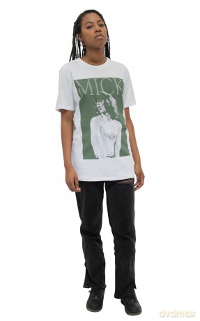 Rolling Stones - The: The Rolling Stones Unisex T-Shirt: Mick Photo Version 2 (White) (X-Large)