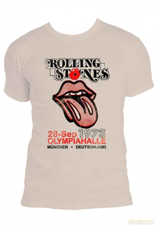 Rolling Stones - The: The Rolling Stones Unisex T-Shirt: Munich '73 (Sand) (Medium)