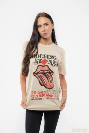 Rolling Stones - The: The Rolling Stones Unisex T-Shirt: Munich '73 (Sand) (X-Large)