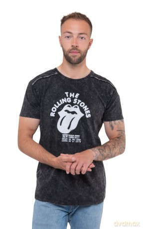 Rolling Stones - The: The Rolling Stones Unisex T-Shirt: NYC '75 (Black) (Wash Collection) (Large)