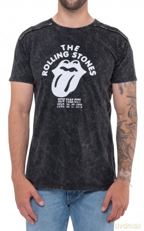 Rolling Stones - The: The Rolling Stones Unisex T-Shirt: NYC '75 (Black) (Wash Collection) (Large)